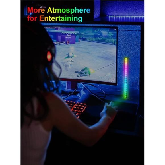 RGB Light Bar 2PCS, Mini Rechargeable Music Sync Sound Activated Colorful LED - Picture 6 of 6